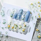 Floral Nail Art Stickers Adhesive Embossed Rose Flowers Sticker Decals KX230