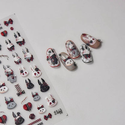 Bandage Rabbit Nail Art Stickers Adhesive Shoelace Embossed Sticker Decals to3352
