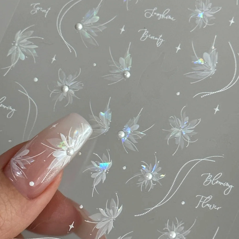 3D Aurora Flower Nail Stickers - Ultra Thin Blooming Flower Decals to3799