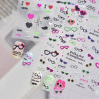 Kawaii Polka Dot Sunglasses 3D Nail Stickers 5843
