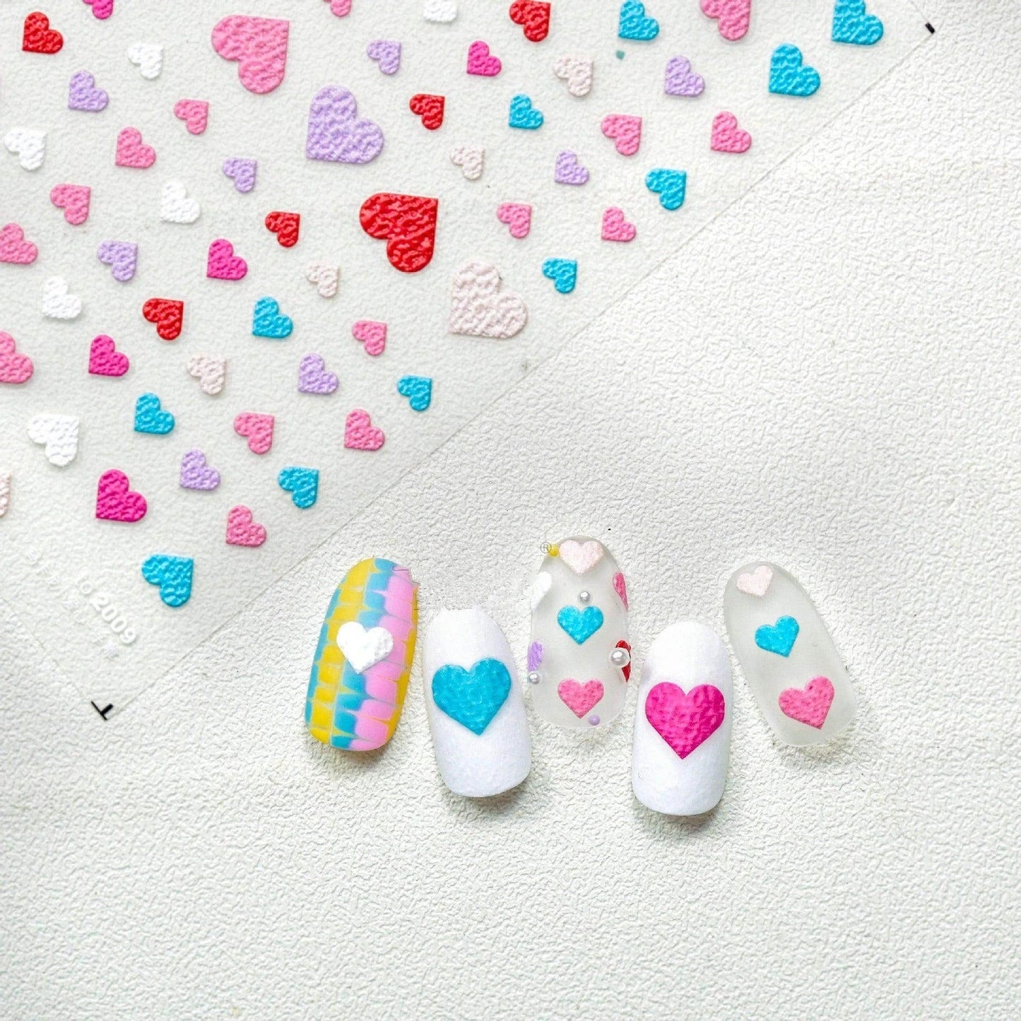 Colorful Love Heart Nail Art Stickers Valentines Black Hearts Sticker Decals to2009