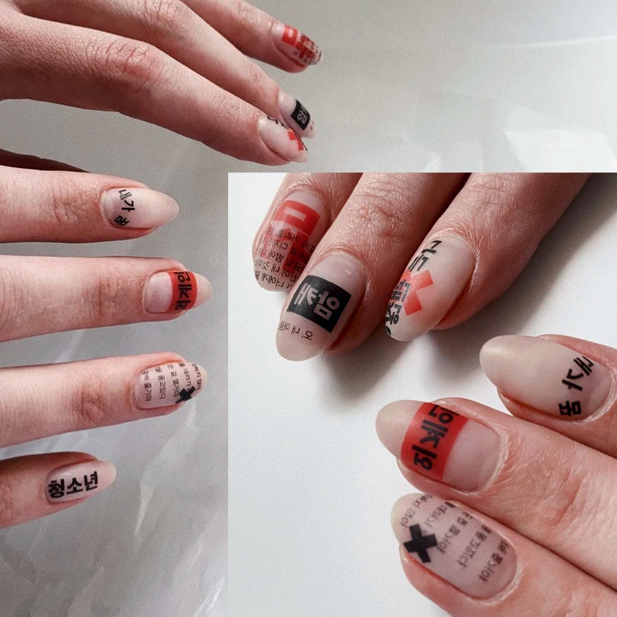NailMAD Korean Style Nail Slider Decals Gothic Letter Transfer Water Decals Snake Inscriptions Water Decal Nail Art Tattoos