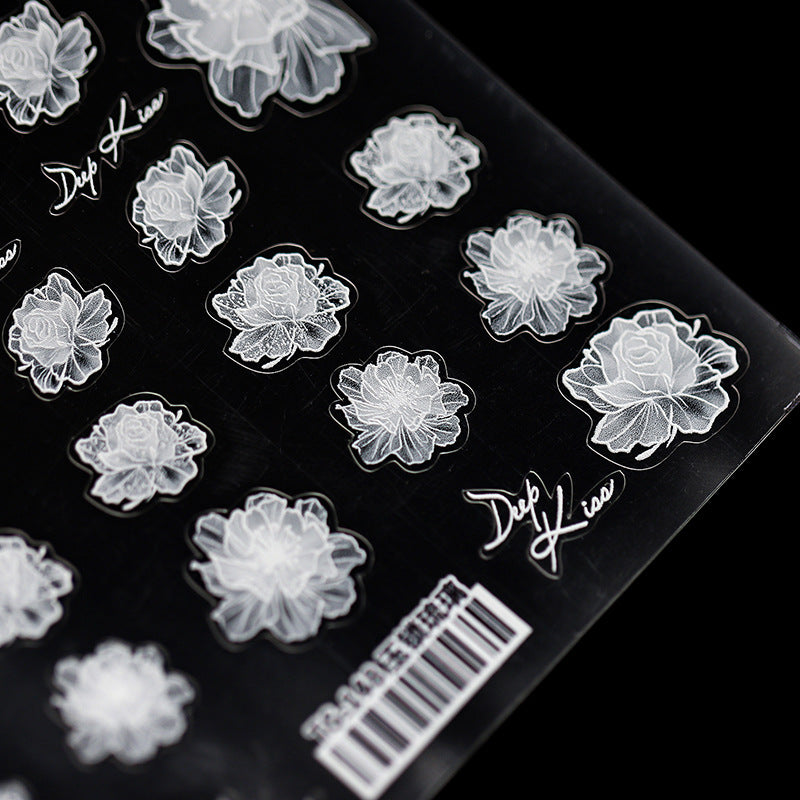 Tensor Nail Sticker Clear White Flower 3D Sticker Decals TS151 - Nail MAD