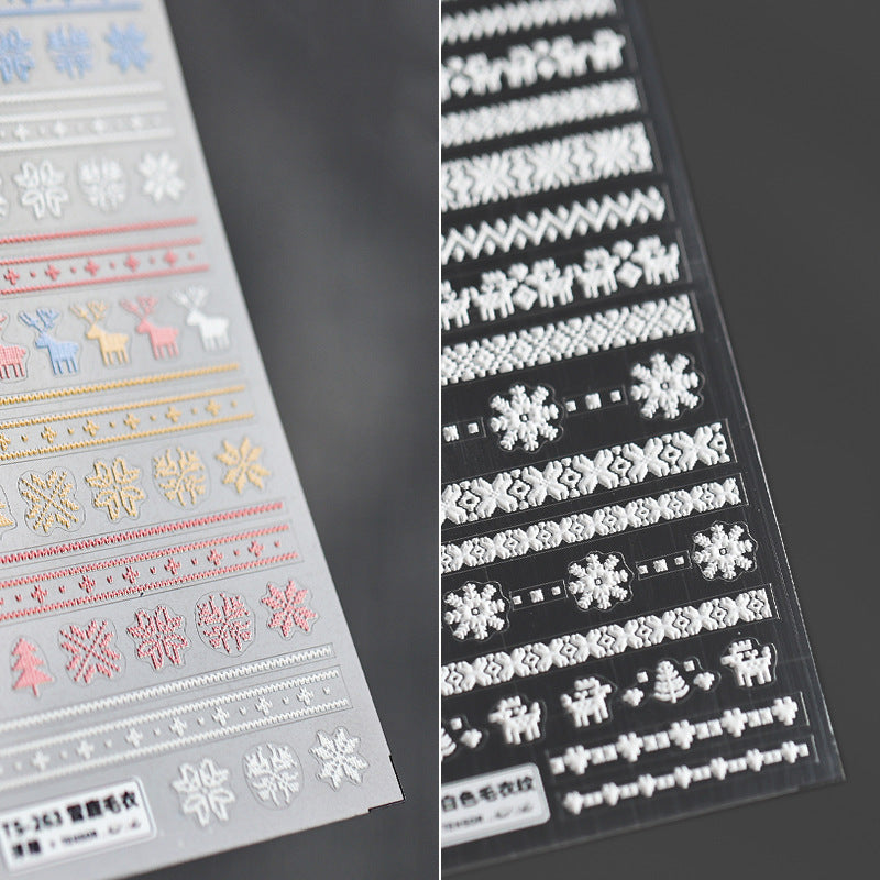 Tensor Nail Art Stickers Winter Snowflake Embossed Sticker Decals - Nail MAD