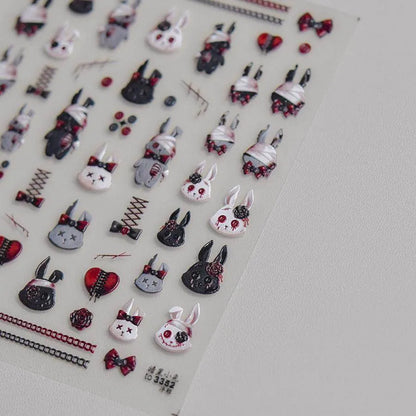 Bandage Rabbit Nail Art Stickers Adhesive Shoelace Embossed Sticker Decals to3352