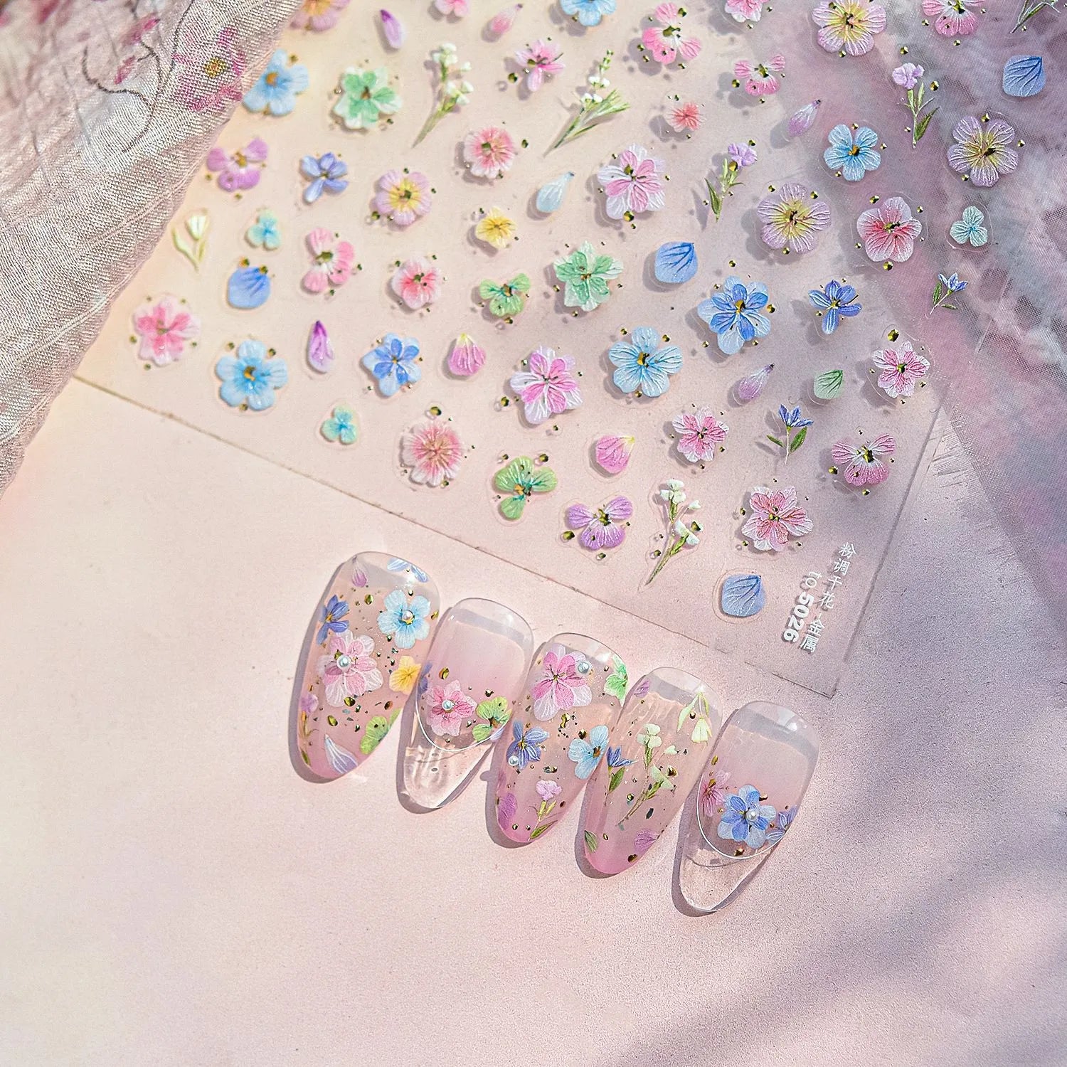 Mini Dried Flower Nail Stickers Wild Pressed Floral Sticker Decals to4026