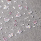 Laser Swan Nail Art Stickers Ballet Bow Adhesive Sticker Decals M245