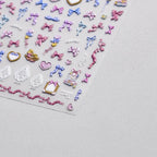 Colorful Bow-knot Nail Art Stickers Adhesive Embossed Bow Sticker Decals to2817