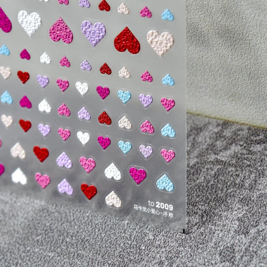 Colorful Love Heart Nail Art Stickers Valentines Black Hearts Sticker Decals to2009