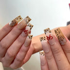 Nail Art Stickers Pink Leopard Bowknot Adhesive Sticker Decals MS690