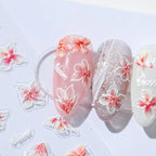 Pink Flowers Nail Art Stickers Adhesive  Peach Blossom Sticker Decals TS1207