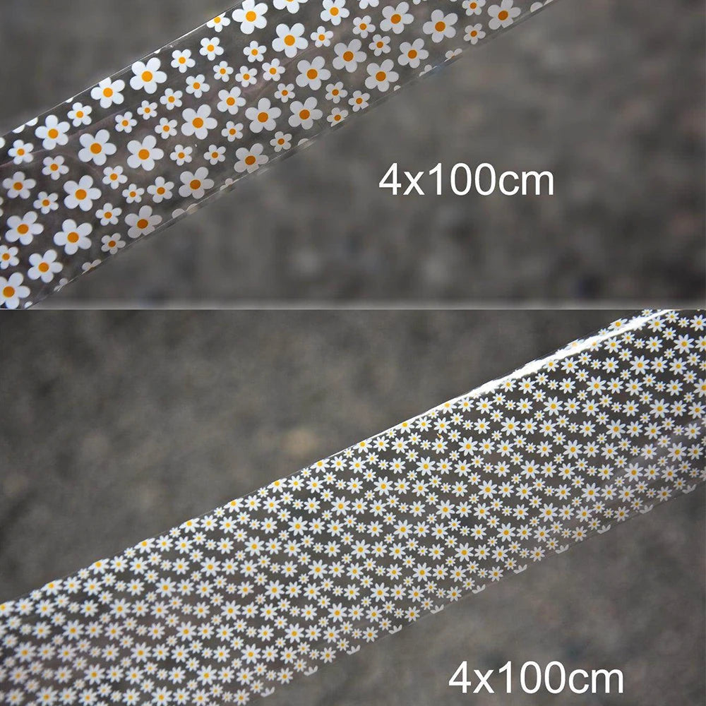 2rolls 100cm Daisy Flowers Nail Foil Transfer Paper Marble Zebra Print