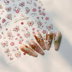 5D Butterfly & Cherry Blossom Nail Stickers – Embroidered Floral Design TS3954