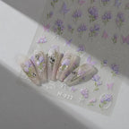 3D Floral & Butterfly Nail Stickers – Jelly Pastel Purple Decals M922