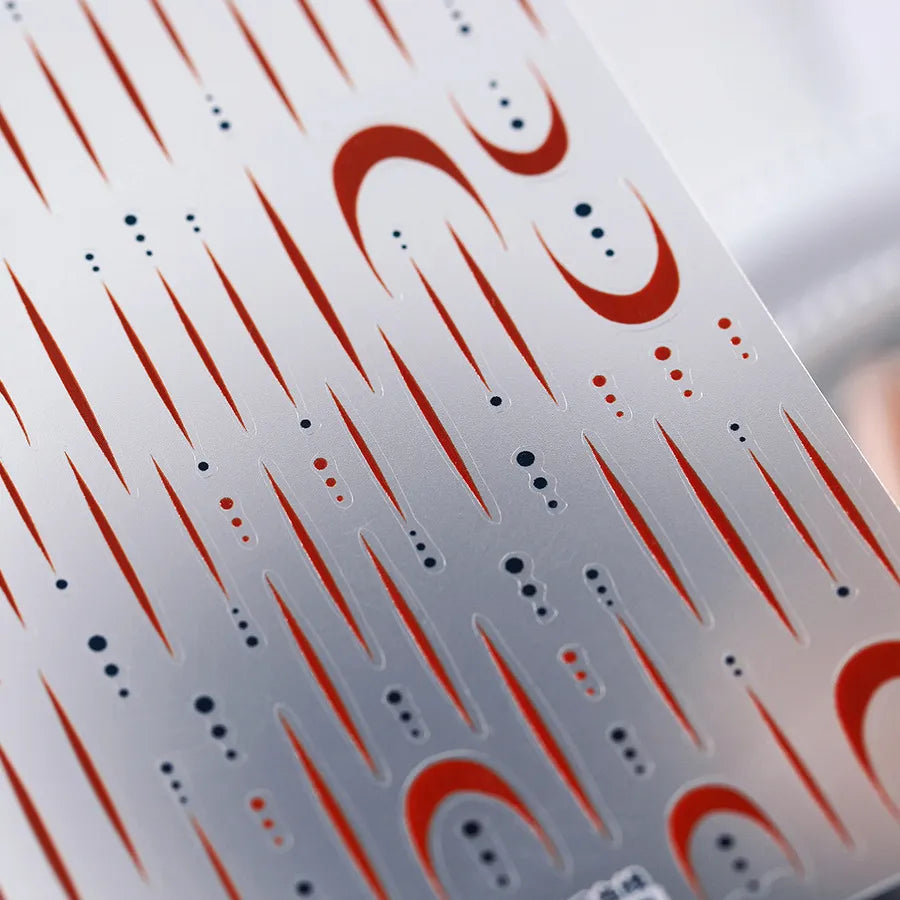 3D French Lines Nail Stickers, Red Line Decals TS3768