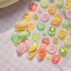 3D Summer Fruit Nail Stickers - Juicy Lemon Orange Embossed Designs Jelly Citrus Slice