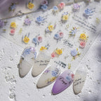 3D Watercolor Rose Nail Stickers | Elegant Floral Decals