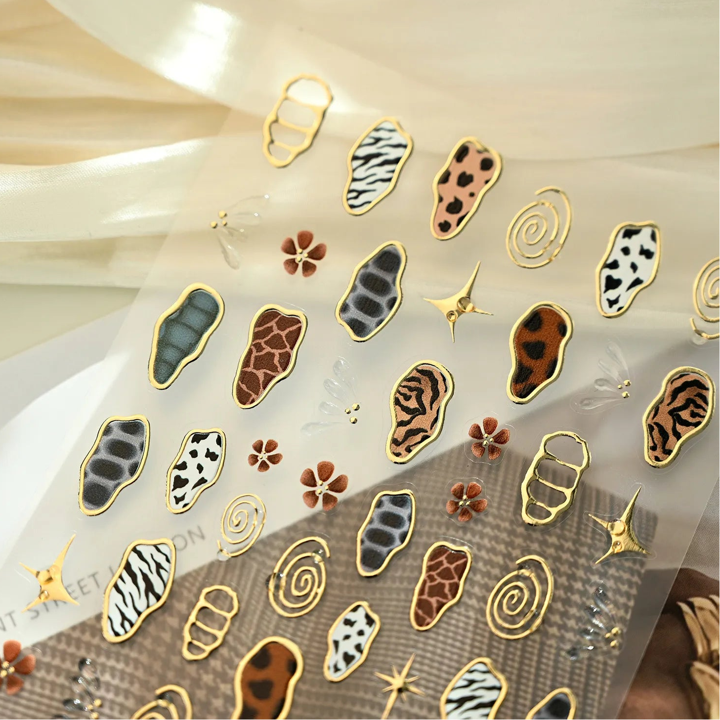 3D Animal Print Nail Stickers - Leopard & Zebra Jelly Decals