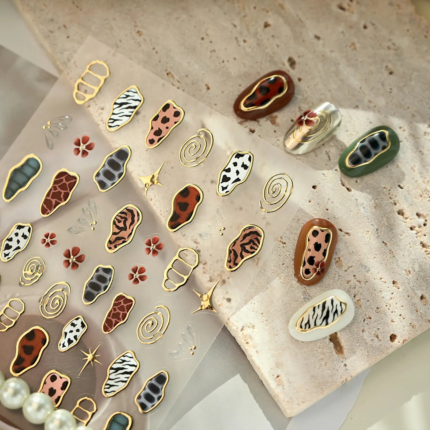 3D Animal Print Nail Stickers - Leopard & Zebra Jelly Decals 1308