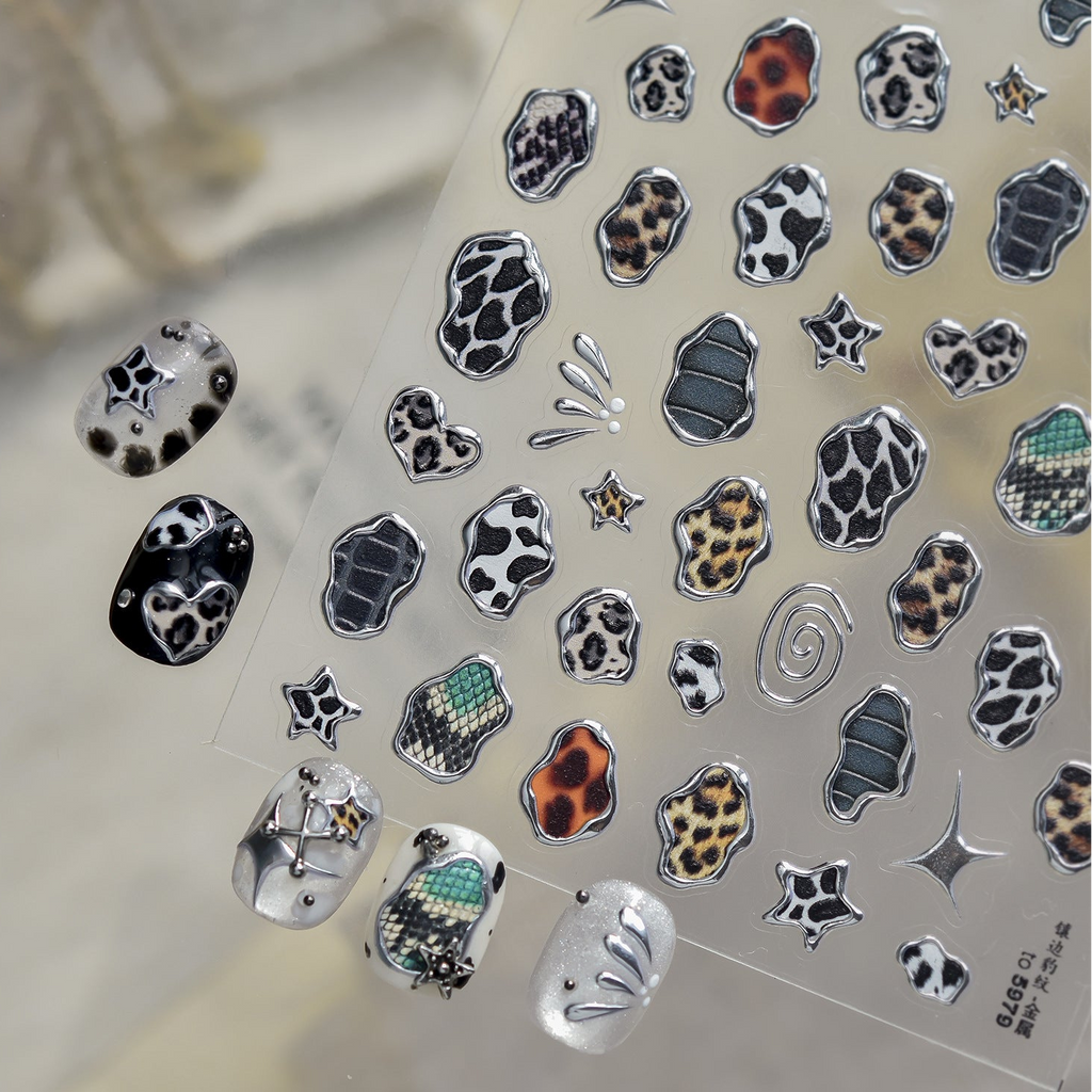 3D Animal Print Nail Stickers - Leopard & Zebra Jelly Decals 