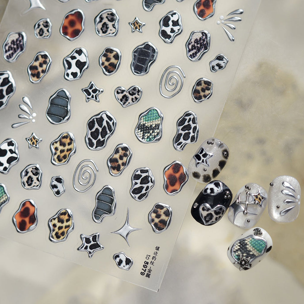3D Animal Print Nail Stickers - Leopard & Zebra Jelly Decals 