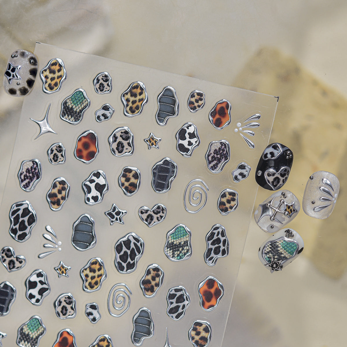 3D Animal Print Nail Stickers - Leopard & Zebra Jelly Decals 