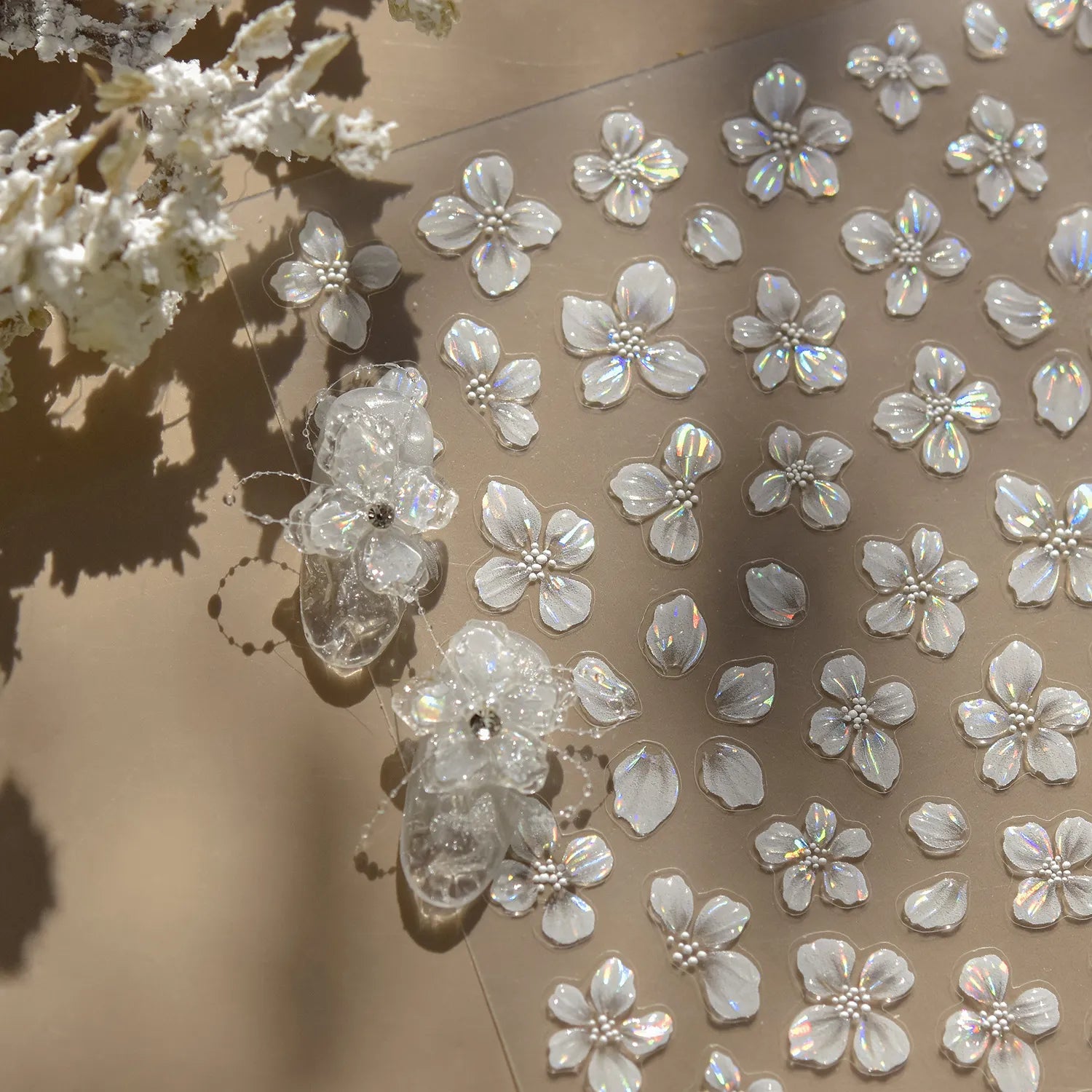 3D Aurora Cherry Blossom Nail Stickers | Sakura Flower Jelly Nail Decals to4846