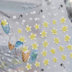 3D Aurora Mermaidcore Nail Stickers - Holographic Jellyfish & Shells