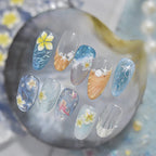 3D Aurora Mermaidcore Nail Stickers - Holographic Jellyfish & Shells