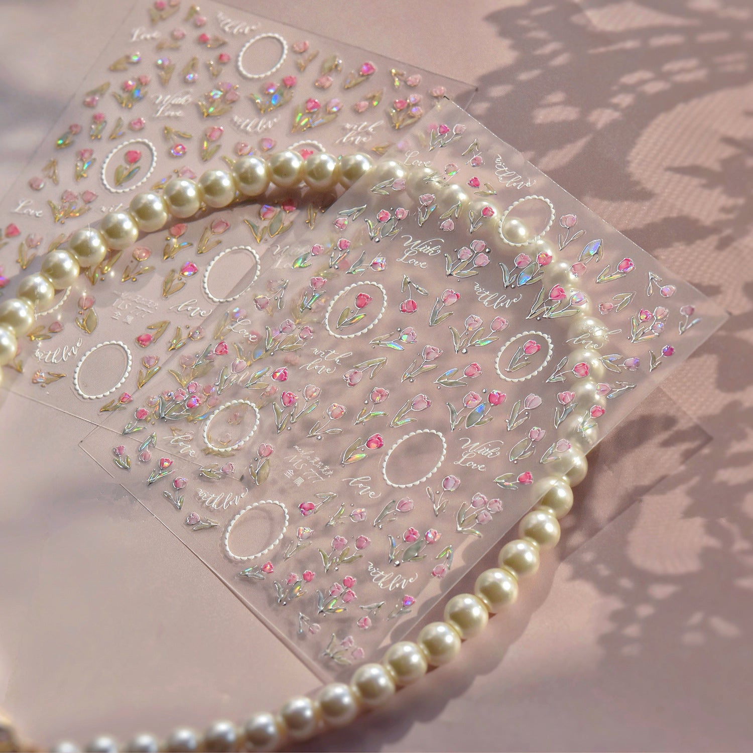 3D Aurora Tulip Nail Stickers Romantic Floral Decals