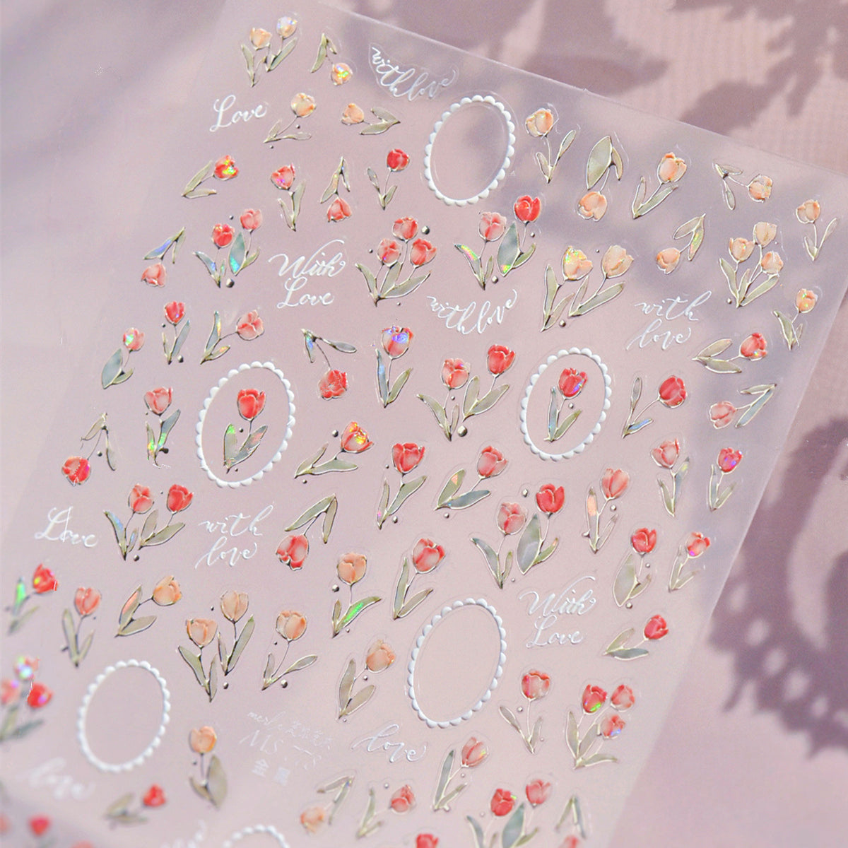 3D Aurora Tulip Nail Stickers Romantic Floral Decals