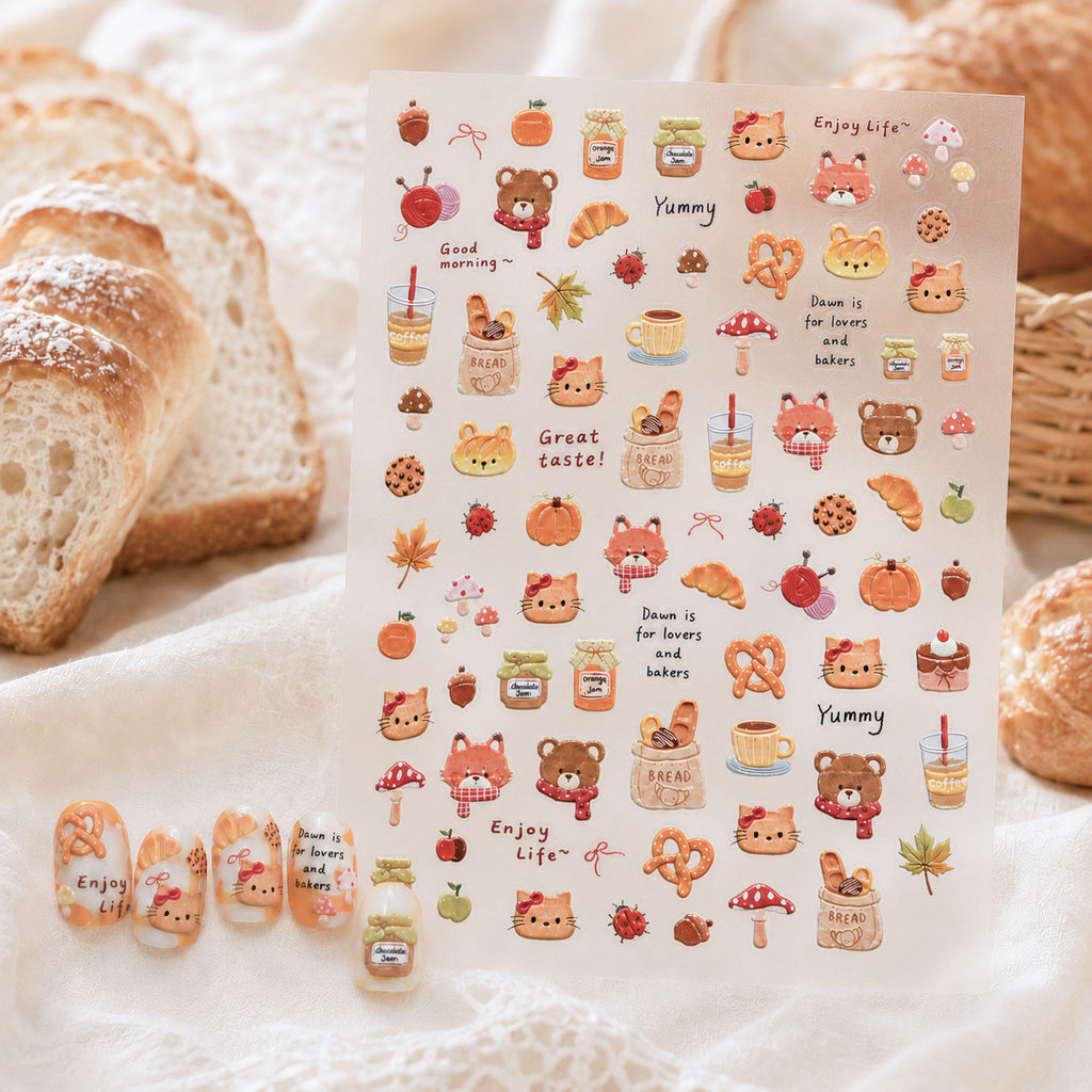 3D Autumn Forest Animal Nail Art Stickers - Cute Hedgehog Deer Decals