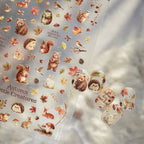 3D Autumn Forest Animal Nail Art Stickers - Cute Hedgehog Deer Decals