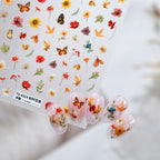 3D Autumn Pressed Flower & Butterfly Nail Stickers - Fall Maple Leaf Decals 4314