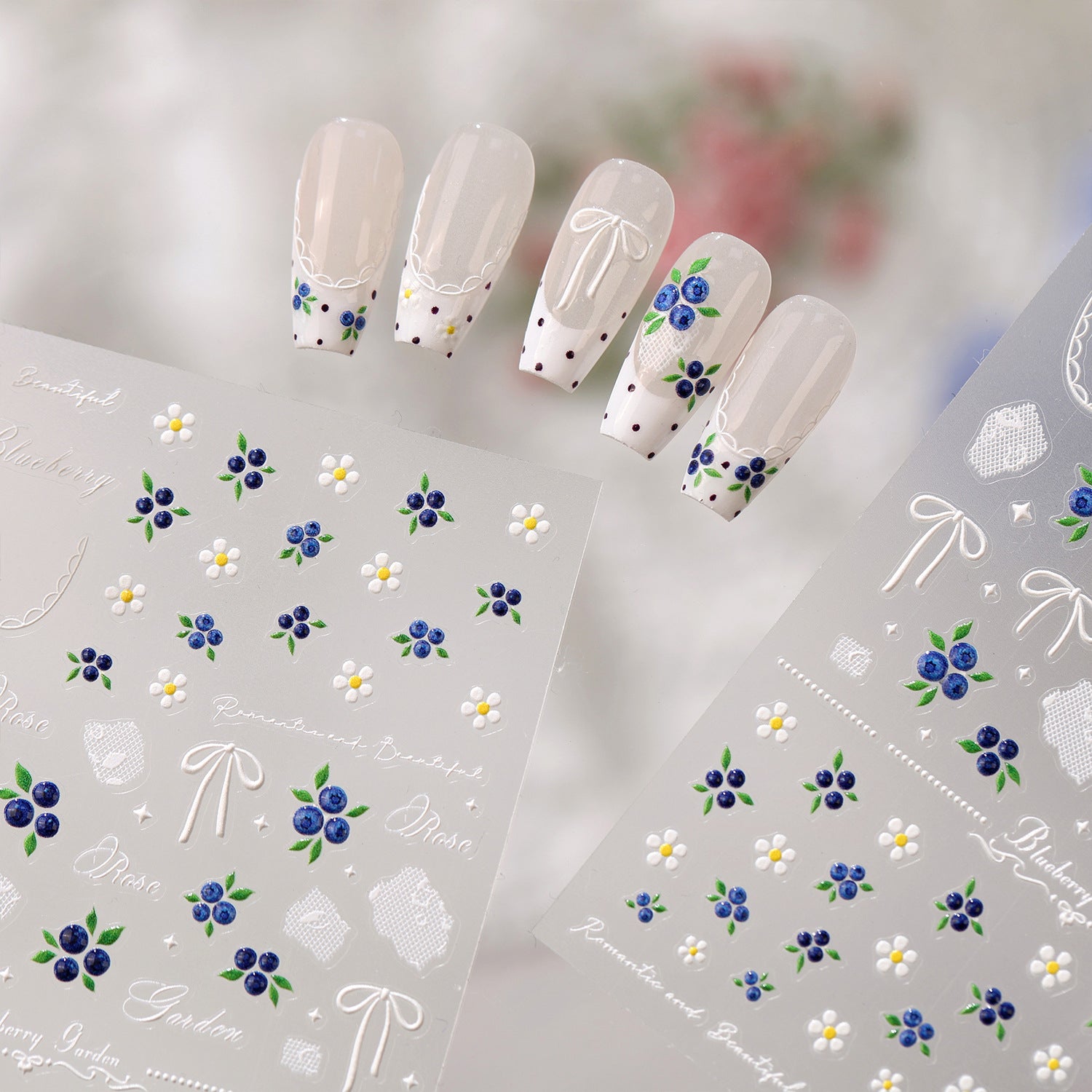 3D Blueberry & Daisy Jelly Nail Stickers M1489