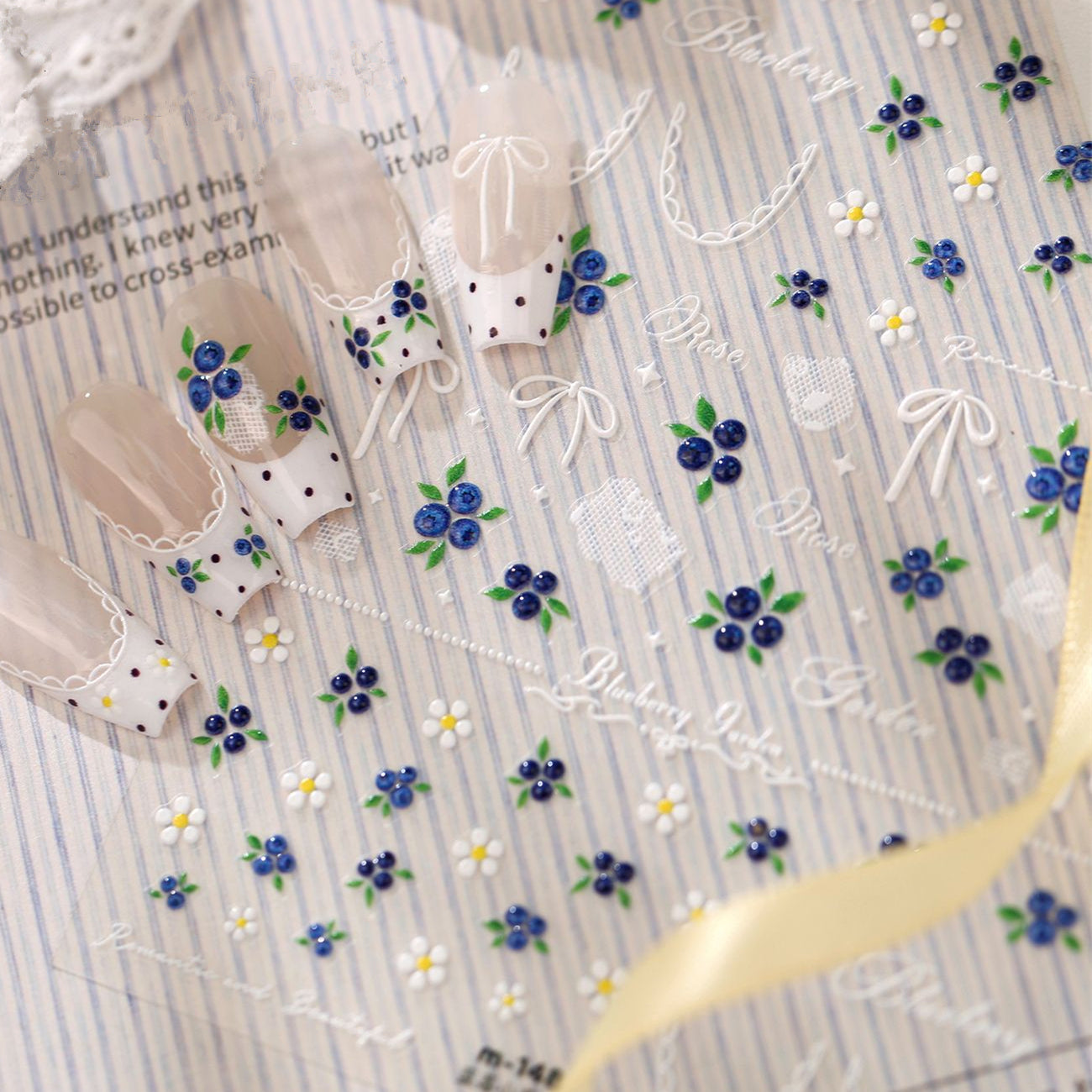 3D Blueberry & Daisy Jelly Nail Stickers M1489