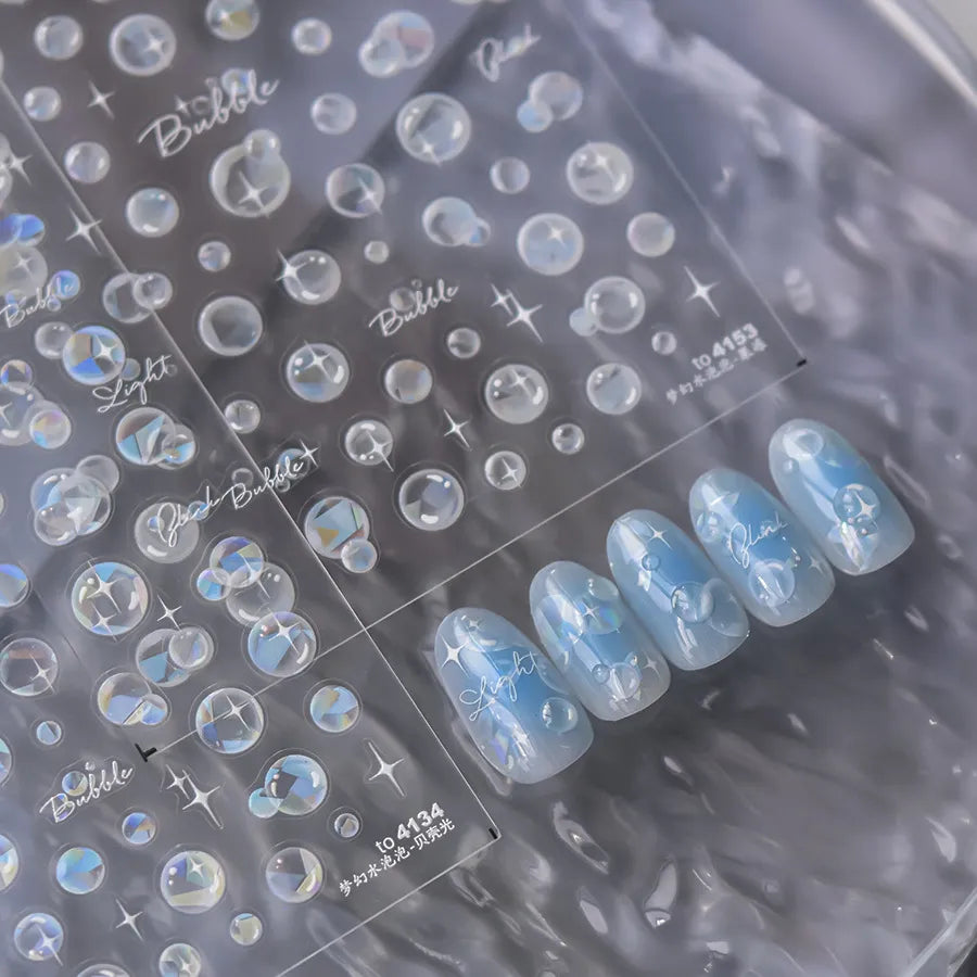 3D Bubble Nail Stickers - Aurora Water Drop Decals