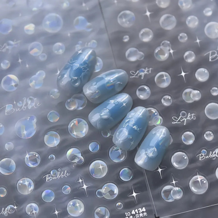 3D Bubble Nail Stickers - Aurora Water Drop Decals