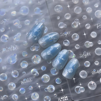 3D Bubble Nail Stickers - Aurora Water Drop Decals