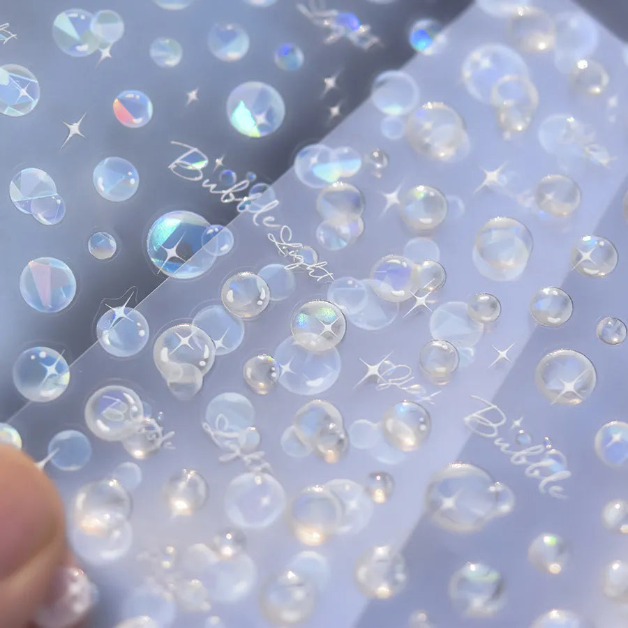3D Bubble Nail Stickers - Aurora Water Drop Decals