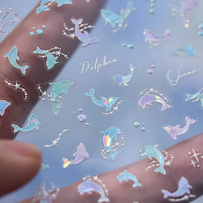 3D Bubble Nail Stickers - Aurora Water Drop Decals