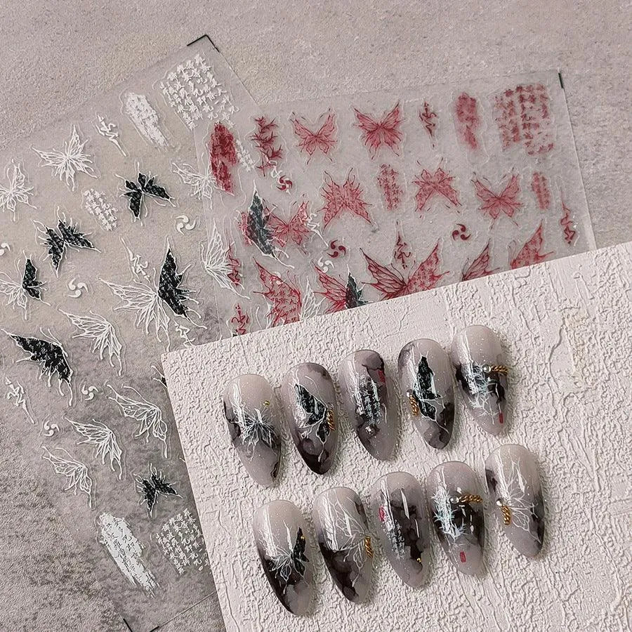 3D Butterfly Nail Art Stickers Adhesive Butterfly Wings Sticker Decals TS3571