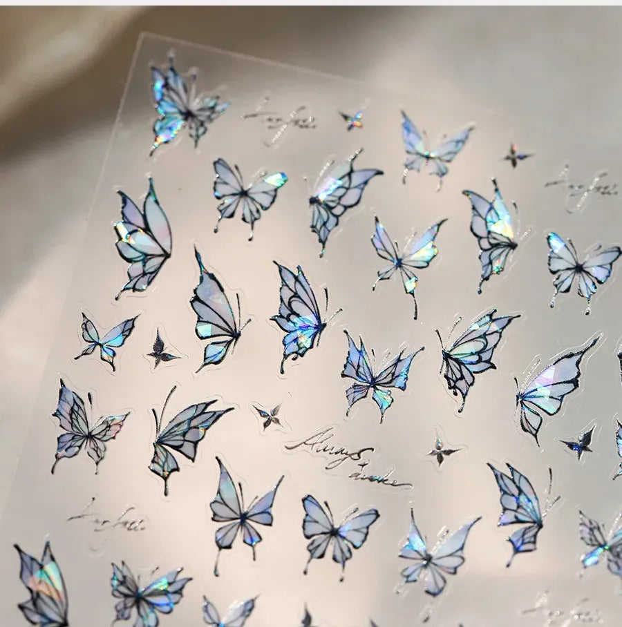 3D Butterfly Nail Stickers – Ultra-Thin Holographic Nail Art Decals M872
