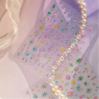 3D Celestial Star & Heart Nail Stickers | Gold Silver Gemstone Decals