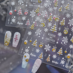 3D Christmas Glitter Nail Stickers - Sparkling Xmas Tree & Snowflake