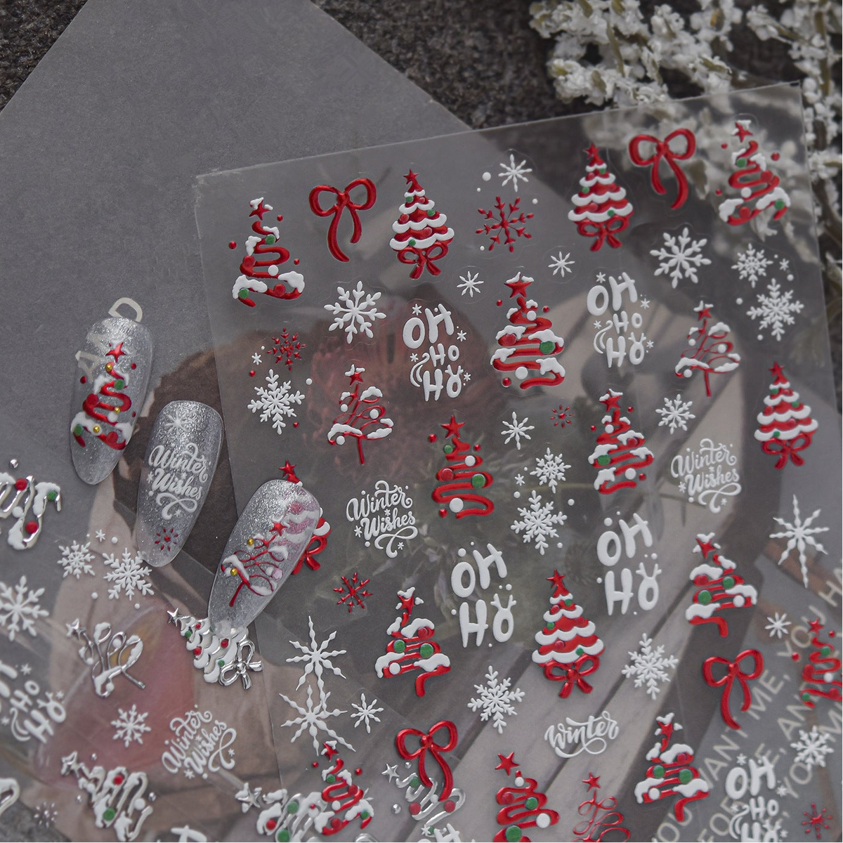 3D Christmas Metallic Nail Stickers - Winter Festive Decals 6138