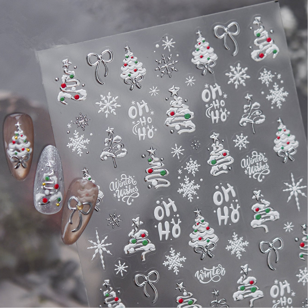 3D Christmas Metallic Nail Stickers - Winter Festive Decals 6138