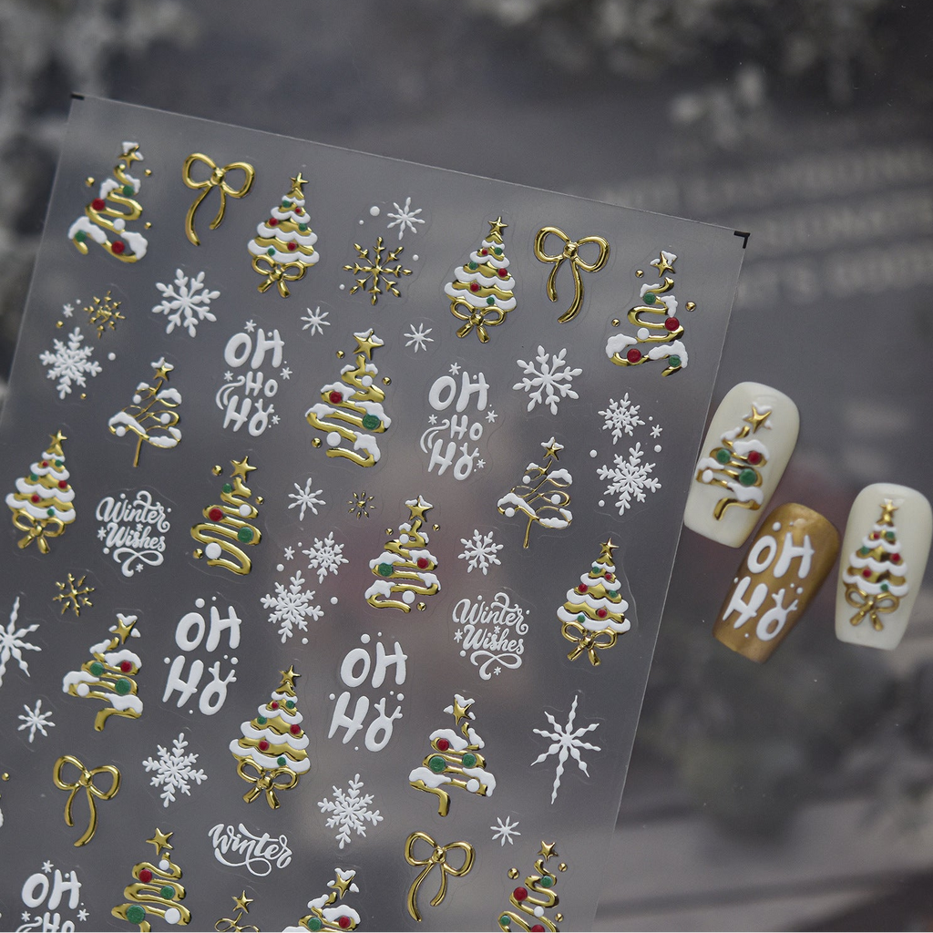 3D Christmas Metallic Nail Stickers - Winter Festive Decals 6138