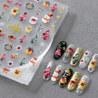 3D Christmas Nail Art Stickers Adhesive Sliders Xmas Tree Snowflake Sticker Decals TL065
