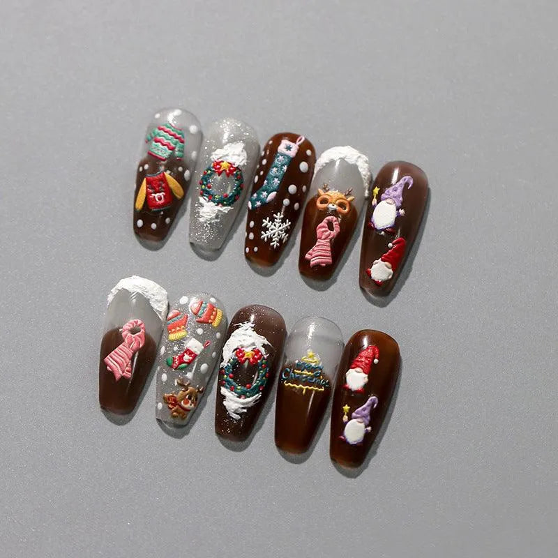 3D Christmas Nail Stickers Snowflakes Christmas Sweater Adhesive Sticker Nail Decals TS3272